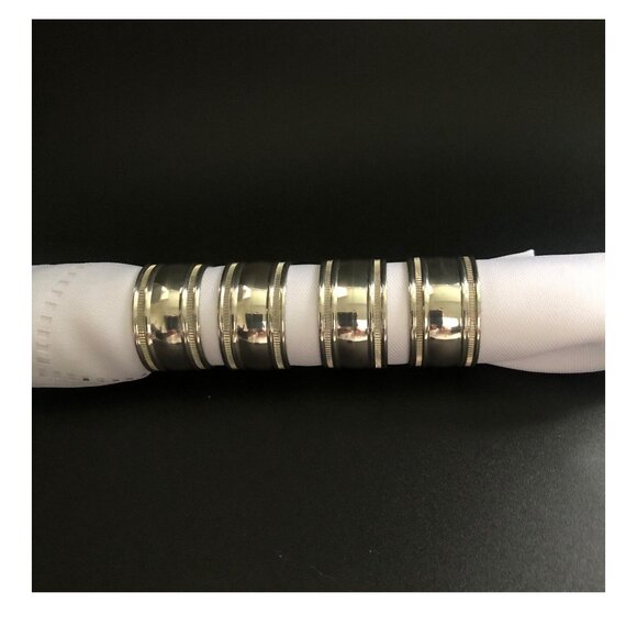 Royal Selangor Pewter Napkin Rings With Wood Storage Box Set of 4 - Picture 5 of 14